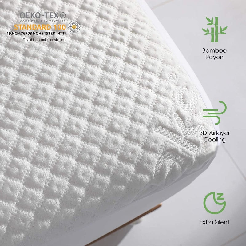 Reaks Twin Size Bed Waterproof Rayon from Bamboo Mattress Protector Fitted Mattress Pad Cover with Deep Pocket Up to 15'' - Image 2